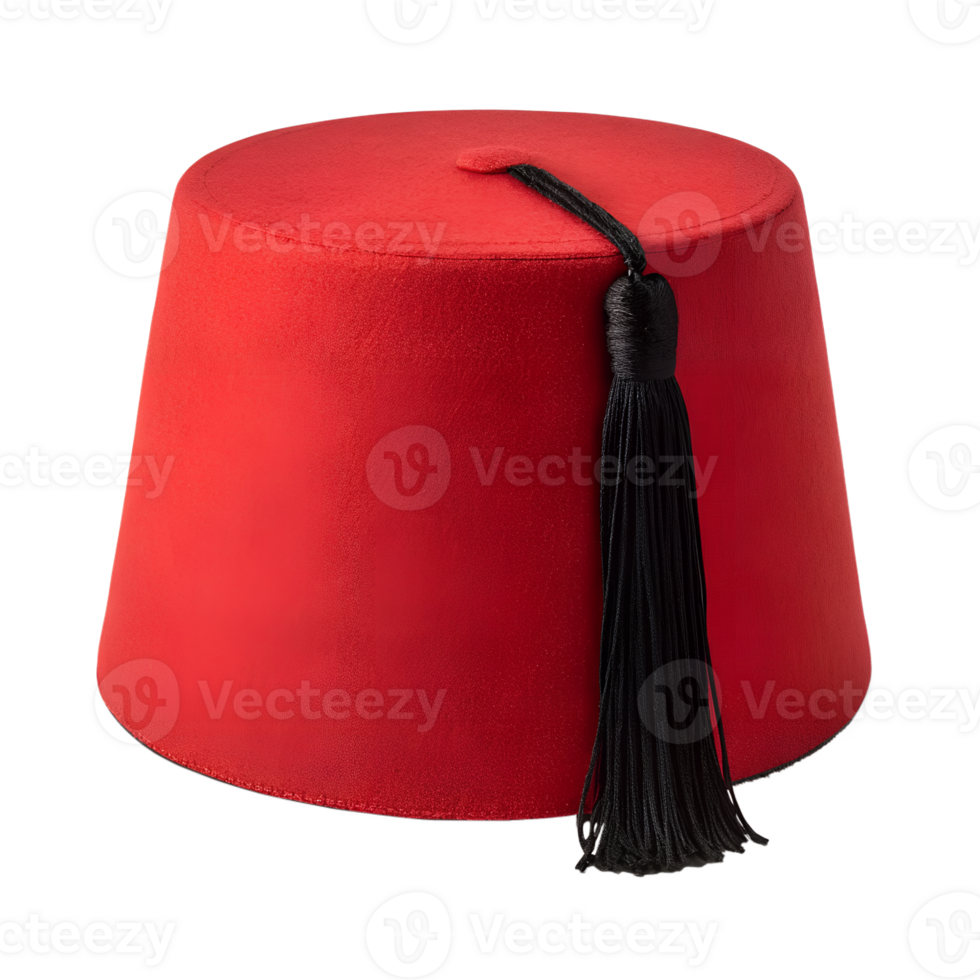 A traditional red fez hat with a black tassel, symbolic of heritage and cultural identity. Perfect for adding an authentic touch png