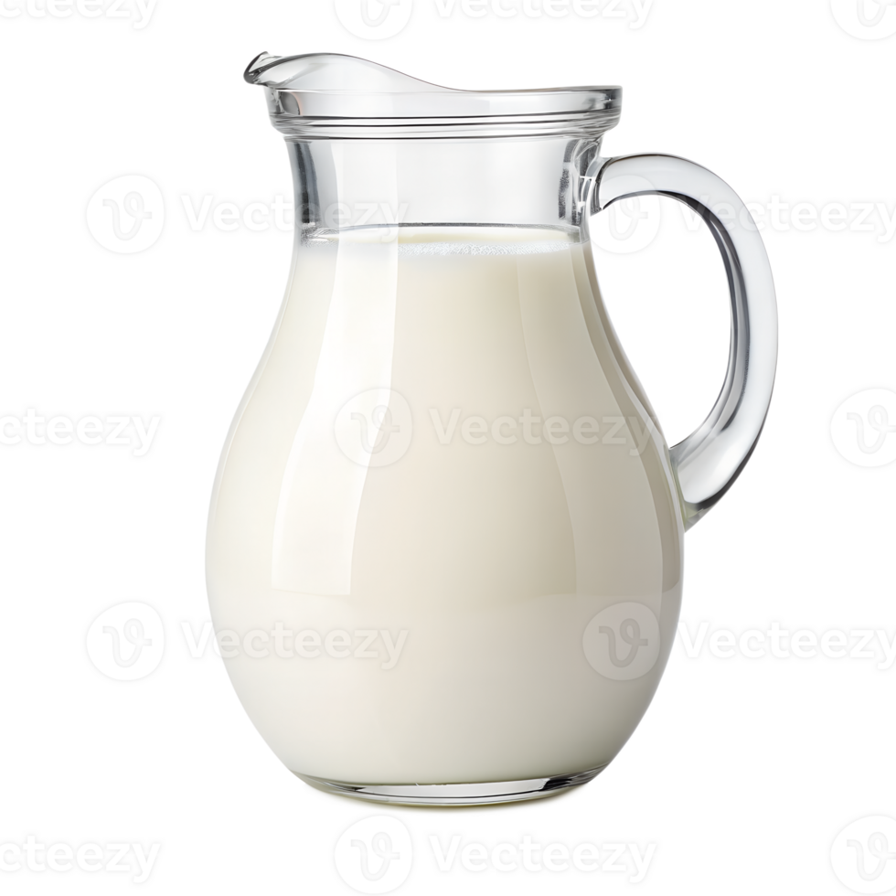 A pristine glass jug filled with fresh, creamy milk, capturing the essence of dairy goodness png