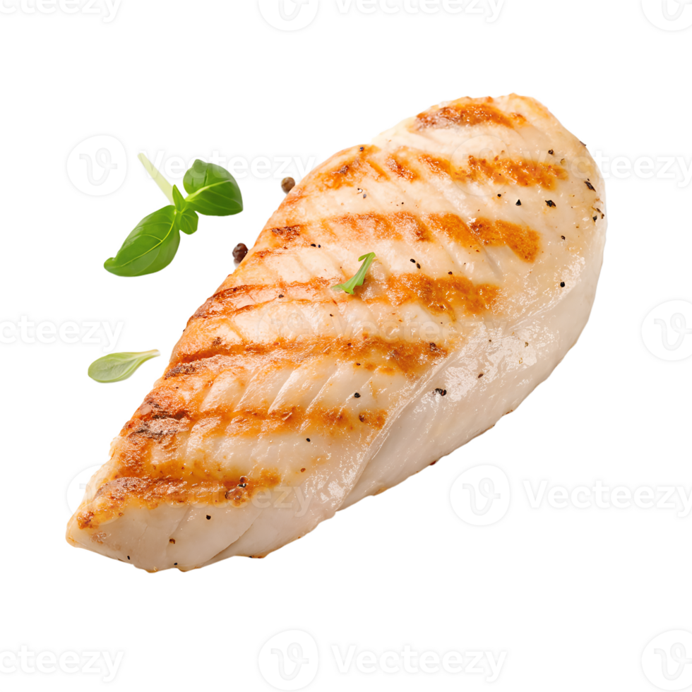 grilled chicken Breast with basil leaf png