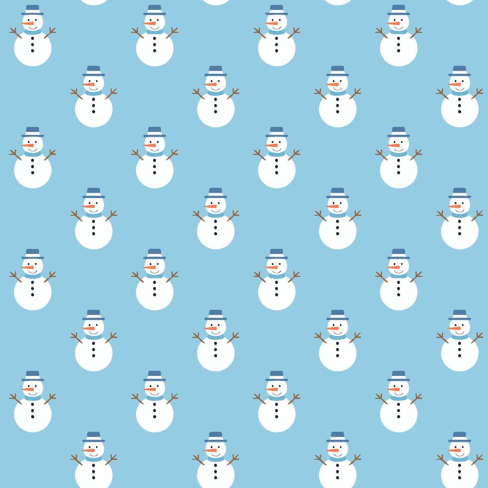 Seamless pattern with snowman vector