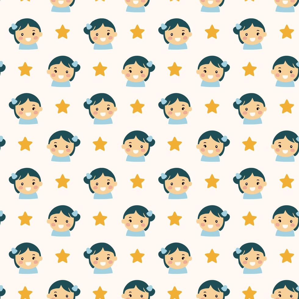 Cute baby face seamless pattern background design modern vector