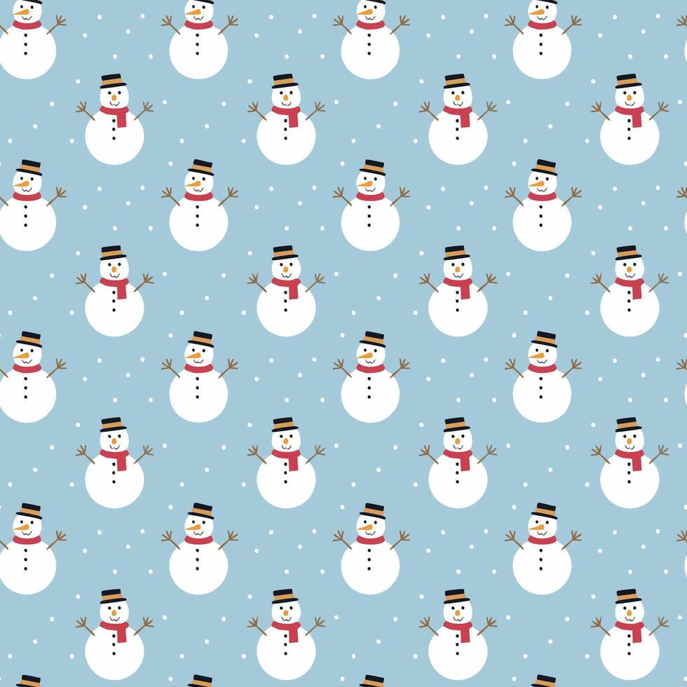 Christmas snowman seamless pattern simple design vector