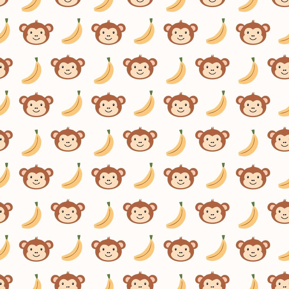 Cute monkey face pattern background illustration vector