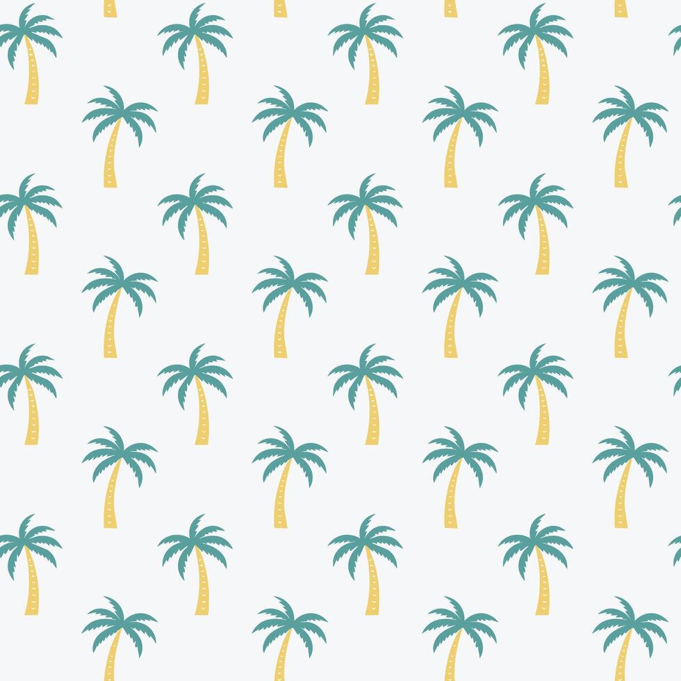Exotic summer palm tree plants seamless pattern vector