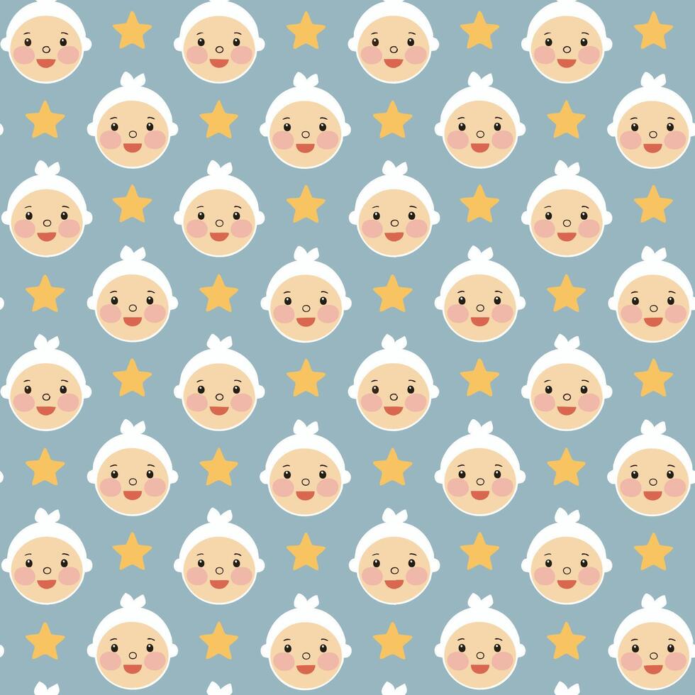 Cute baby face seamless pattern background design illustration vector