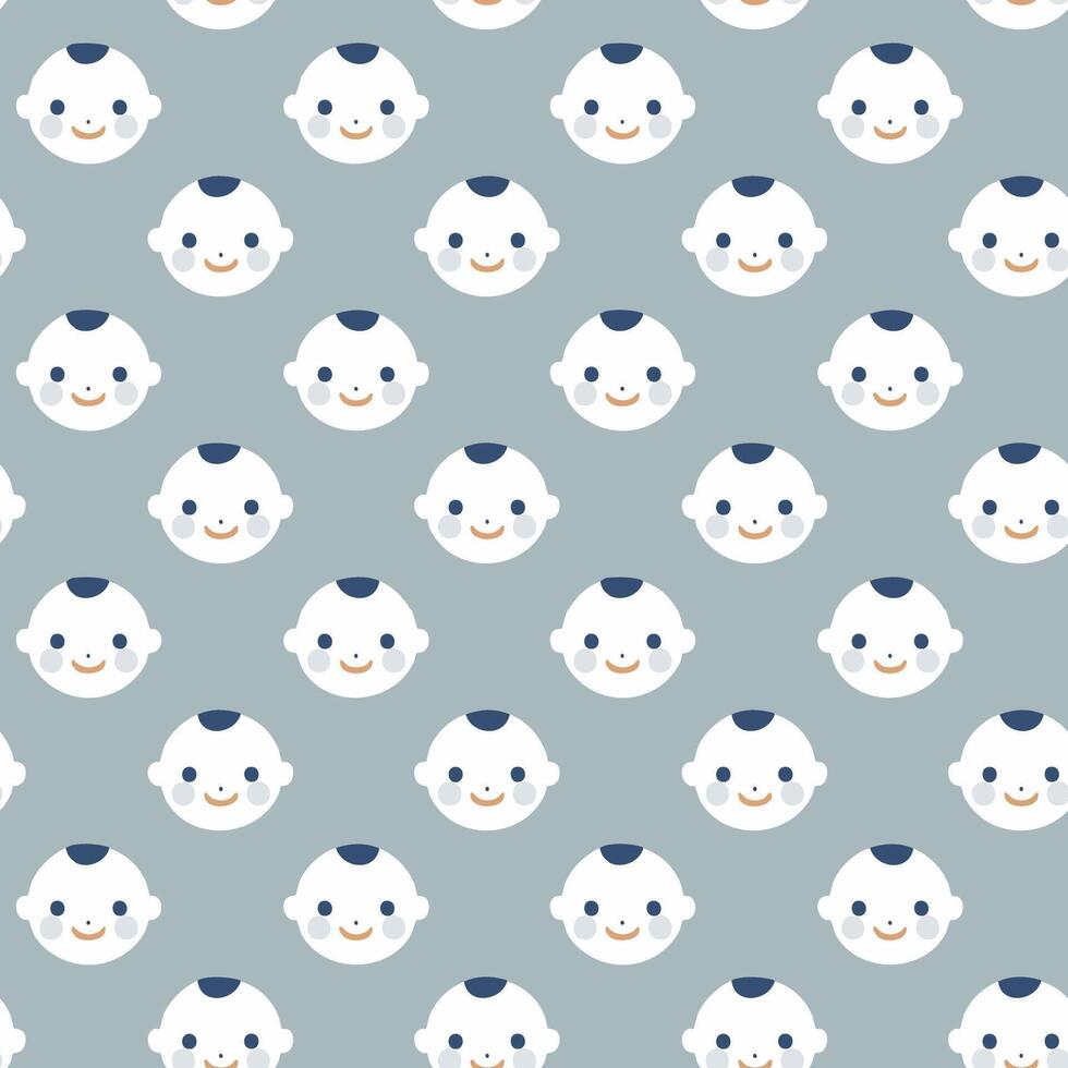 Cute baby face seamless pattern design vector