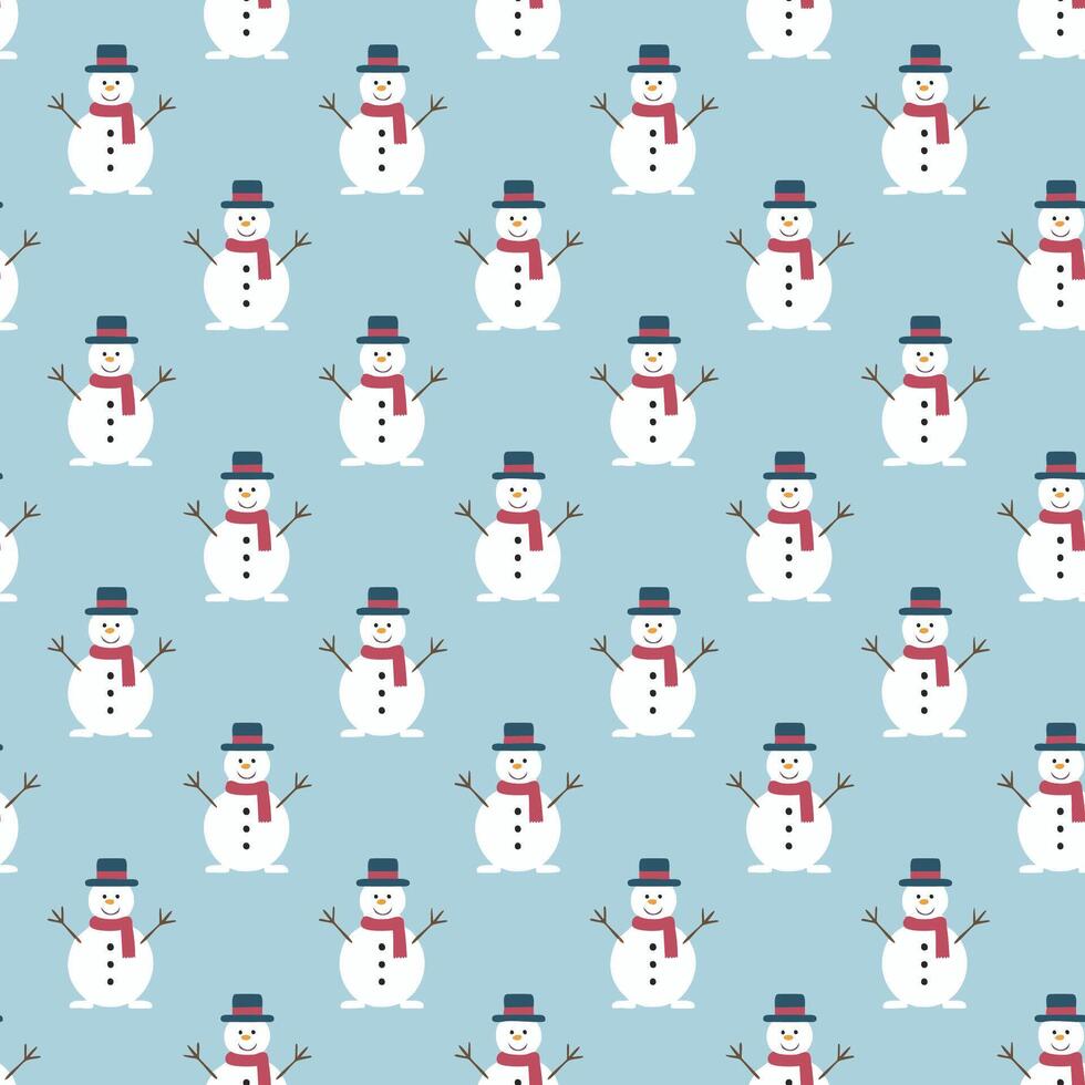 Christmas snowman seamless pattern minimal background vector