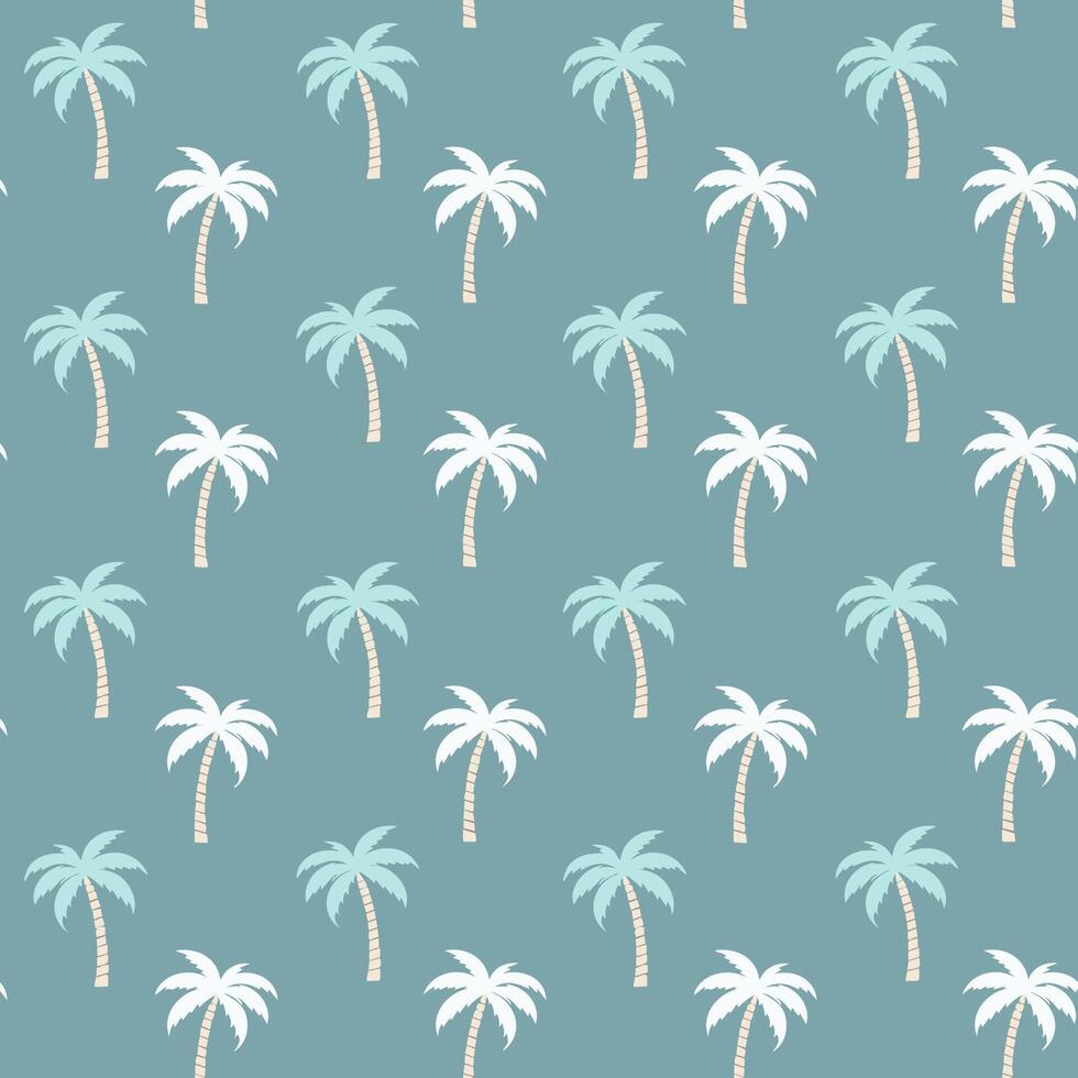 Tropical exotic palm tree plants seamless pattern vector