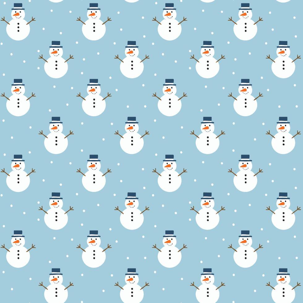 Christmas snowman seamless pattern background illustration design vector