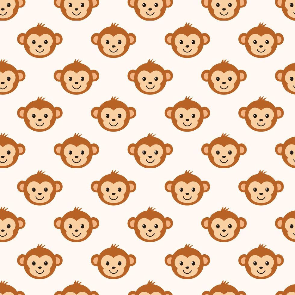 Cute monkey face pattern background vector