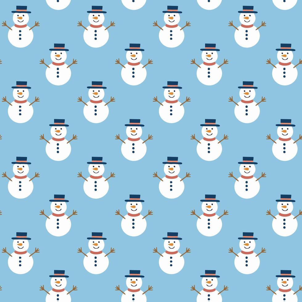 Christmas snowman seamless pattern background vector