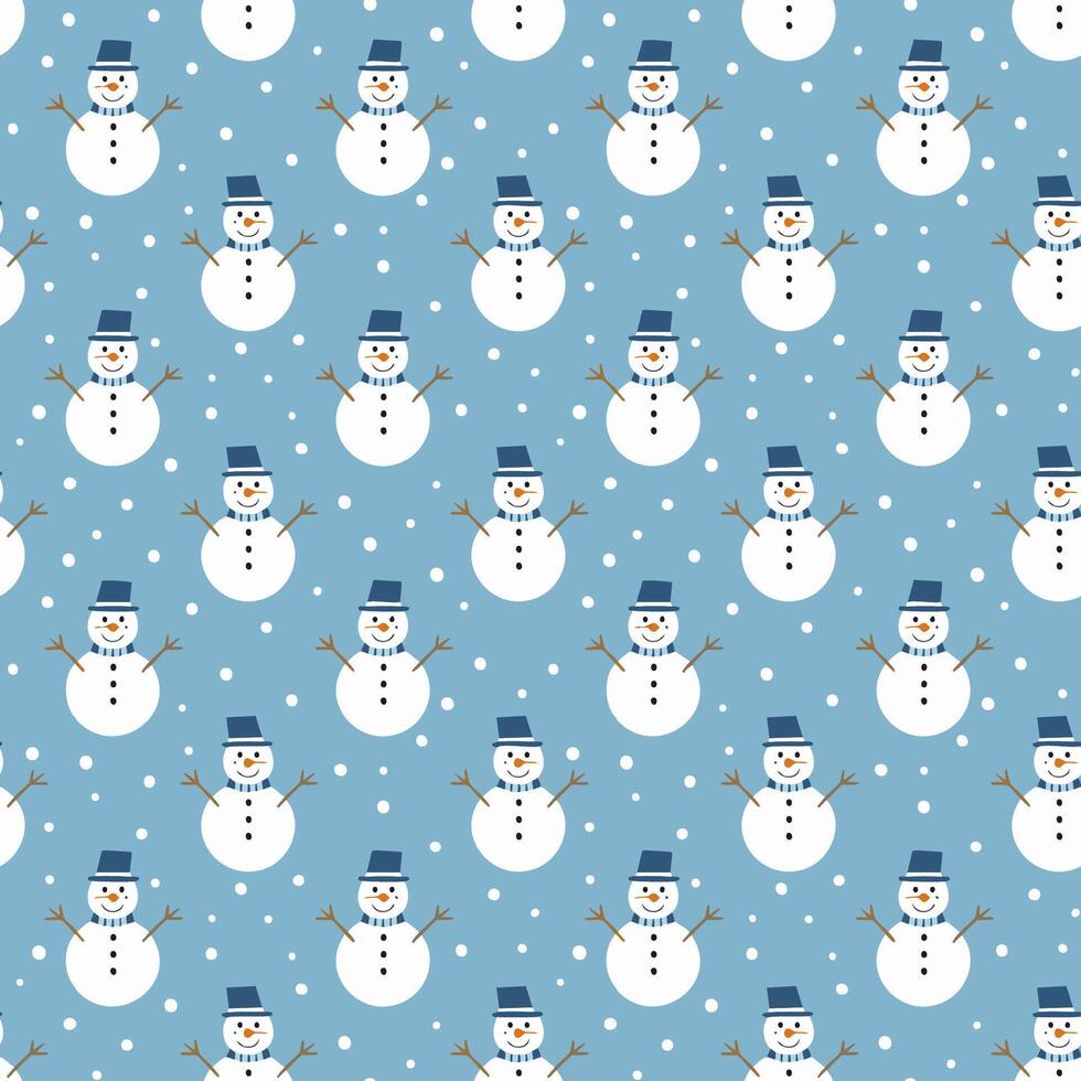 Seamless pattern with snowman background vector