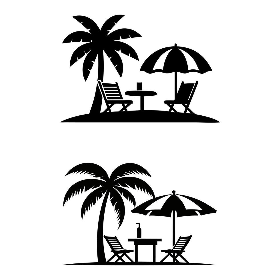 tropical beach icons illustration vector