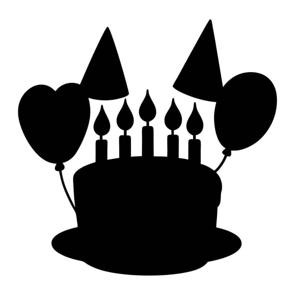birthday cake with candles and balloons r illustration vector