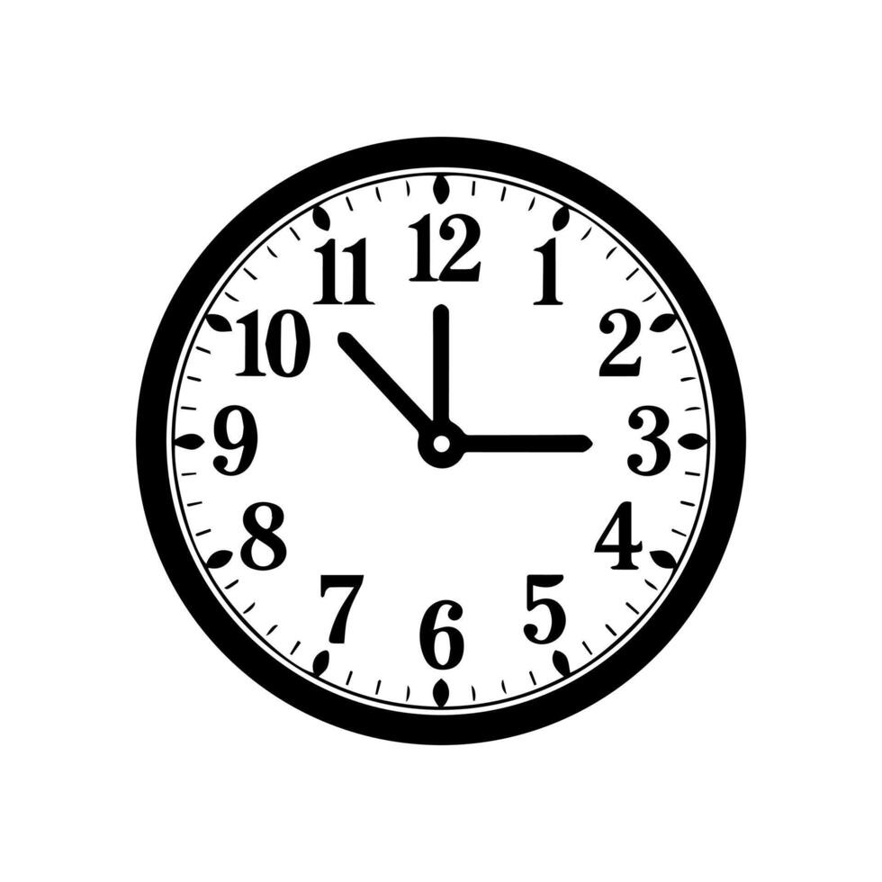 a black and white clock is shown on a white background vector