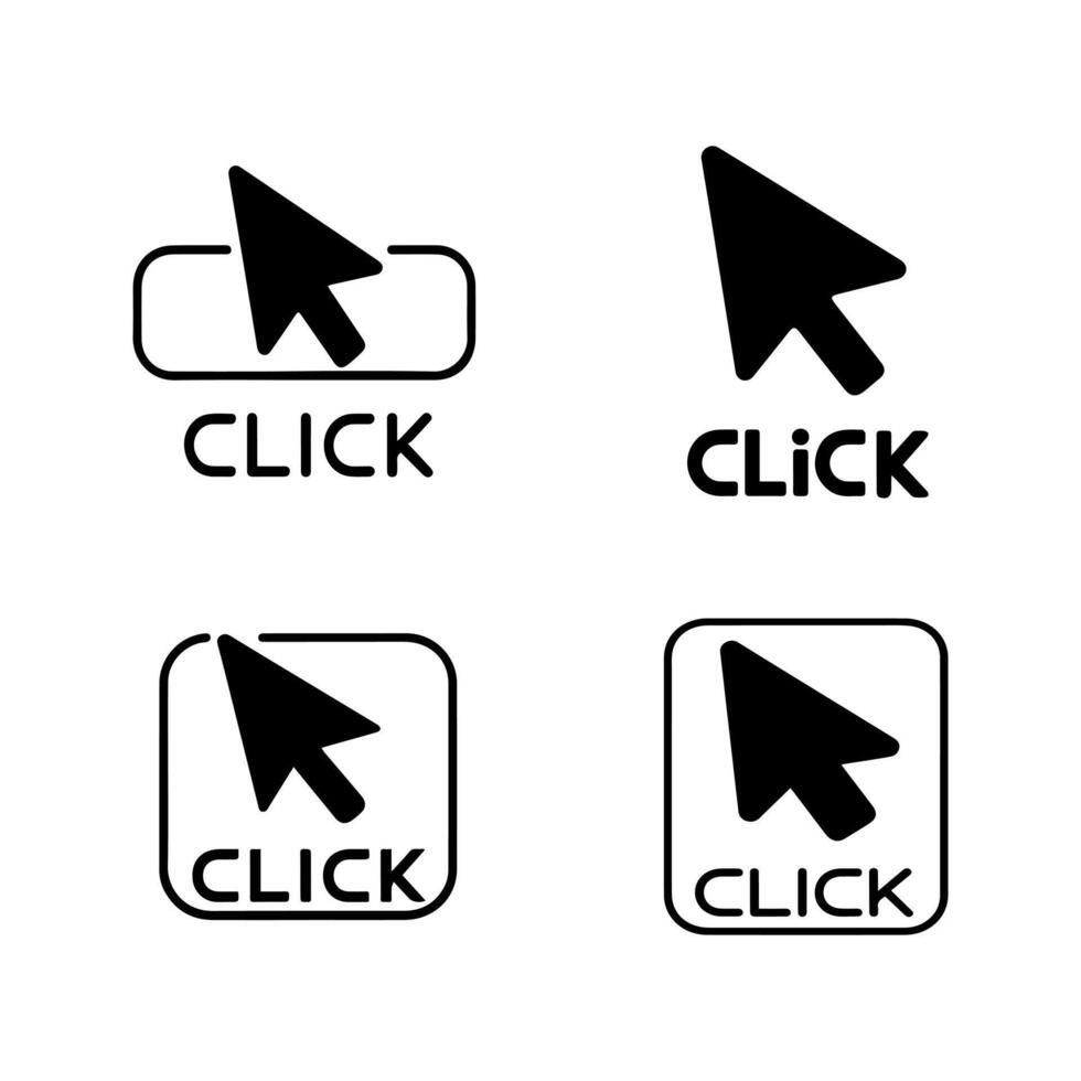 four different icons for click and click vector