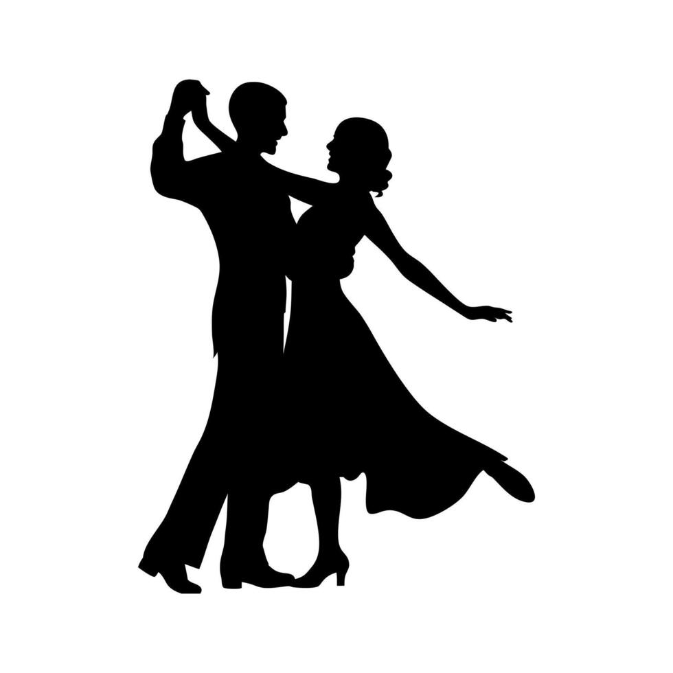 a silhouette of a couple dancing in the ballroom vector