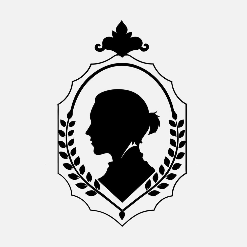 a silhouette of a woman in a laurel wreath vector