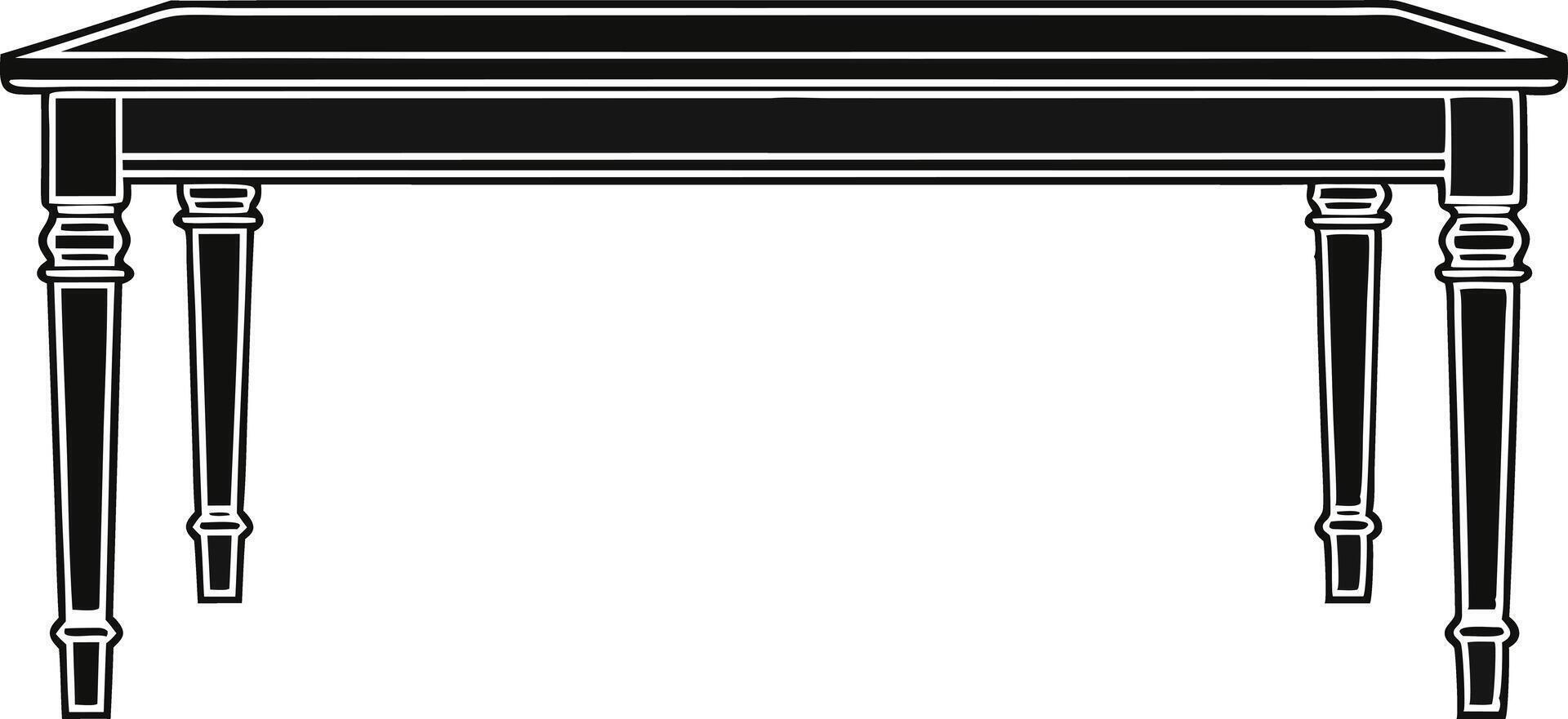 A black and white drawing of a table vector
