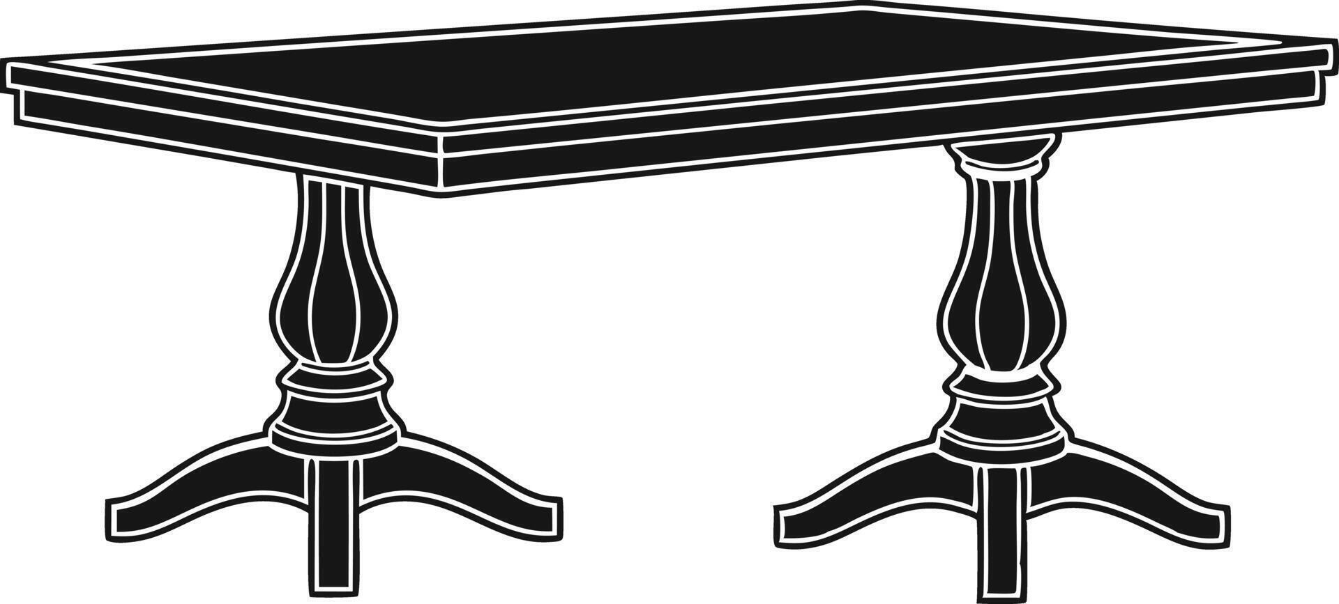 A black and white illustration of a table vector