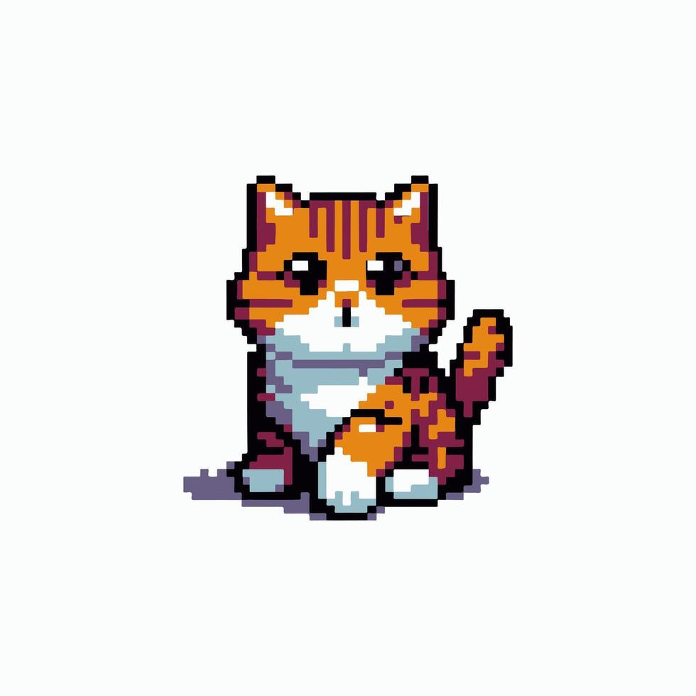 pixel art of a cat sitting down vector
