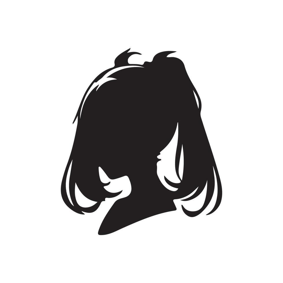 silhouette of a woman head with long hair vector