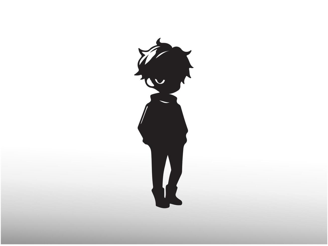 a black and white silhouette of a boy vector