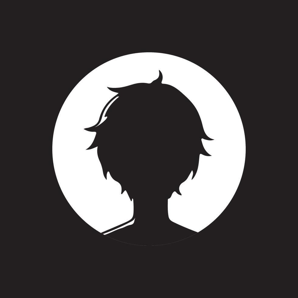 a silhouette of a man's head in a circle vector