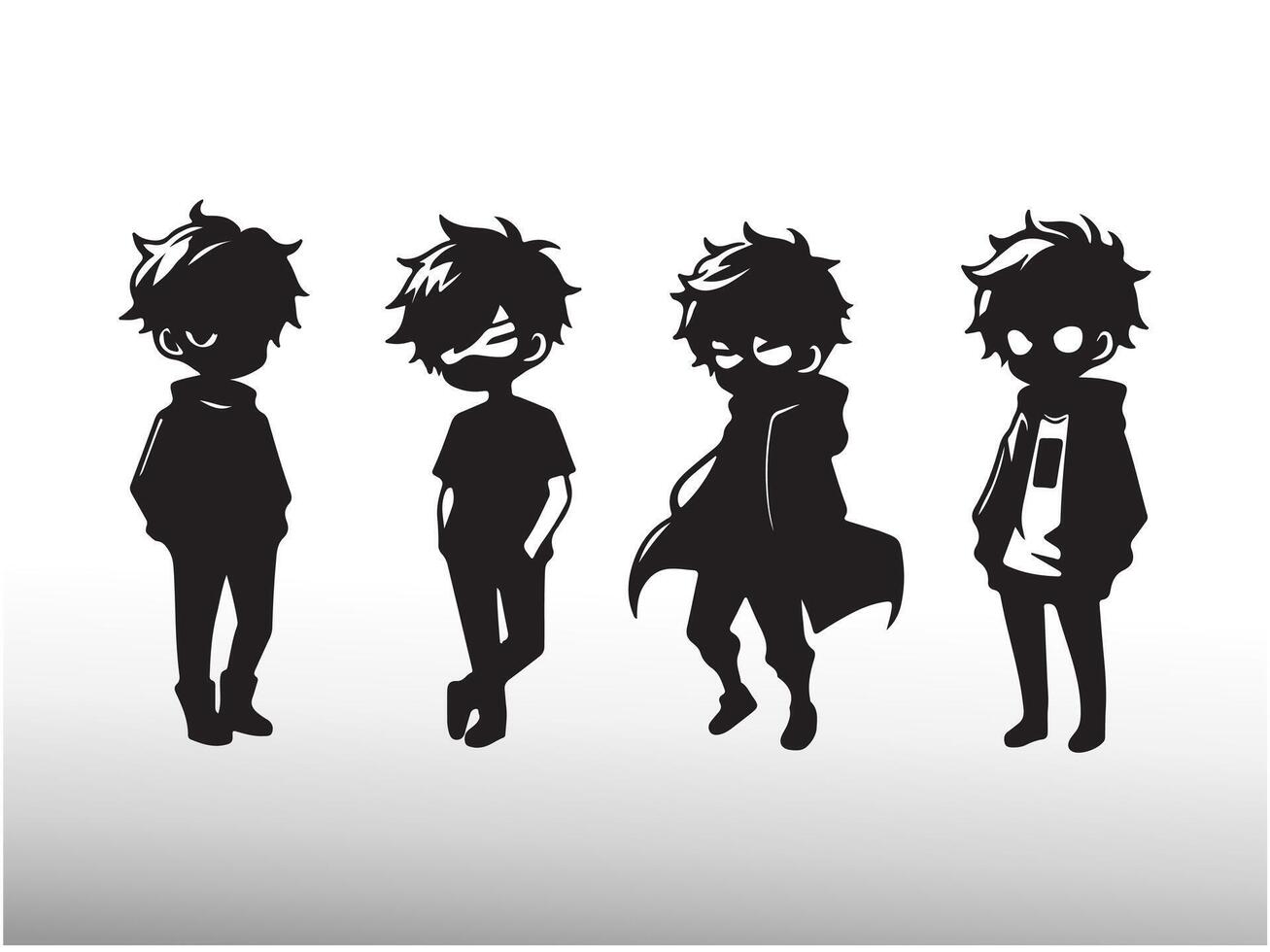 a group of four people in different poses vector