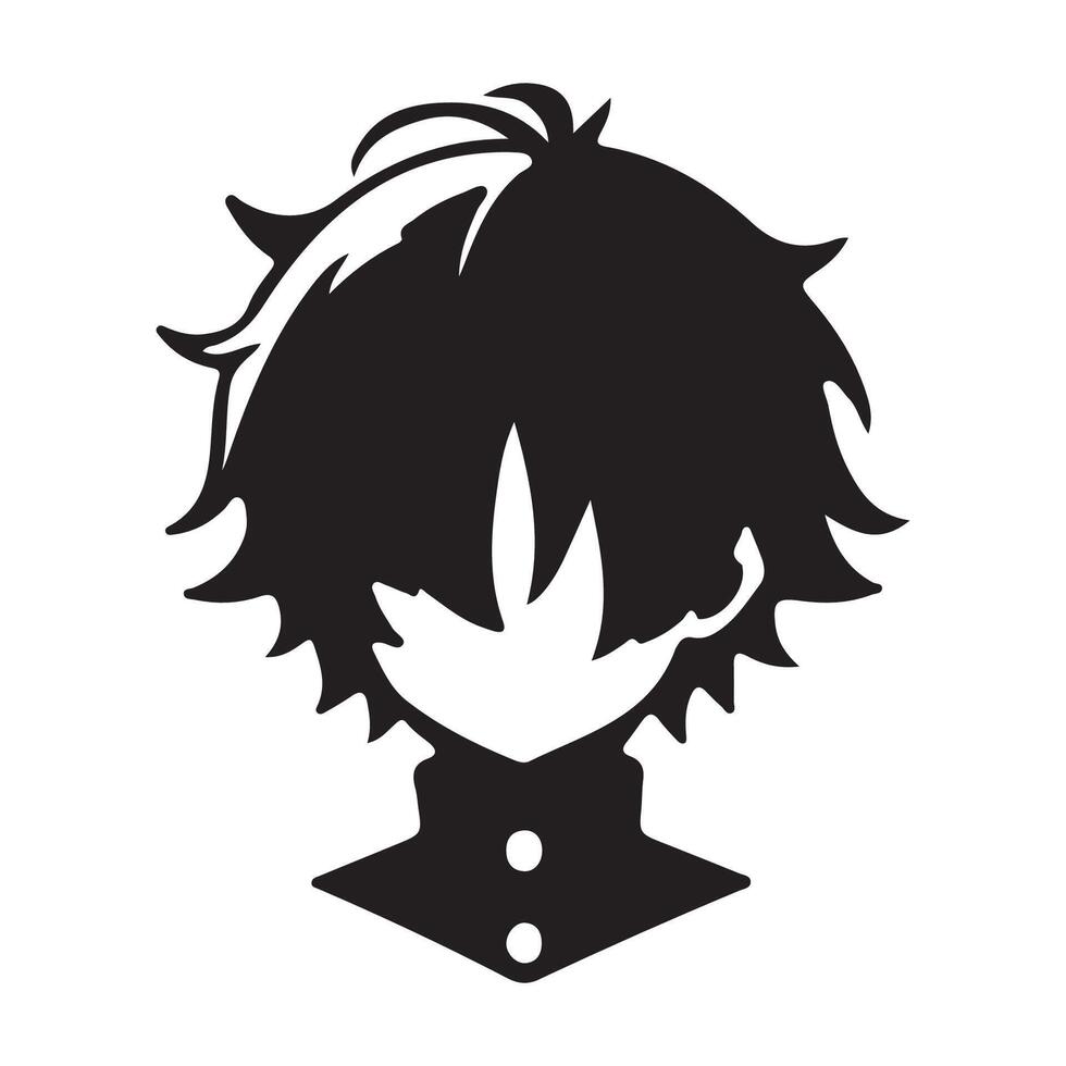 anime boy with black hair and a white background vector