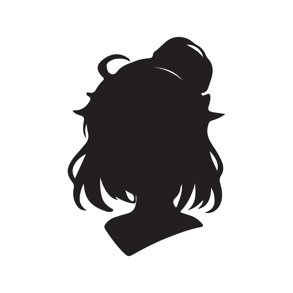 a silhouette of a woman's head with a ponytail vector