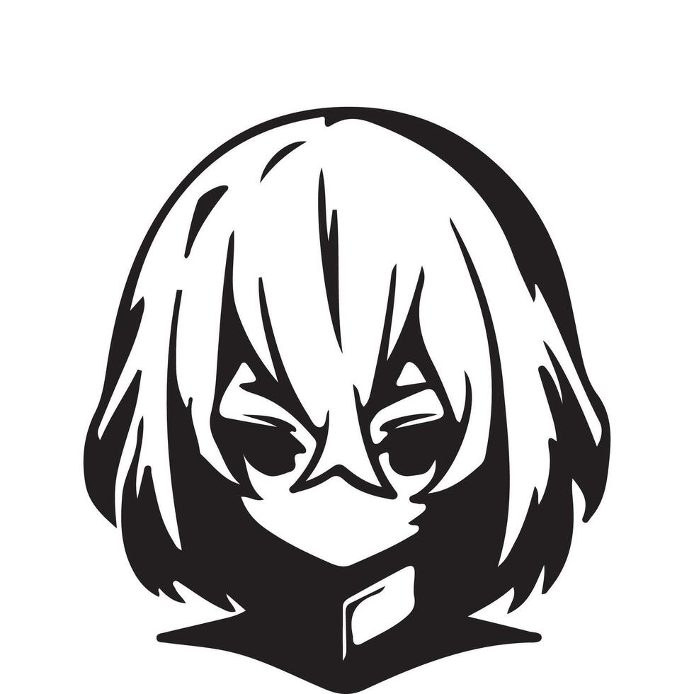 anime girl with long hair and a black and white design vector