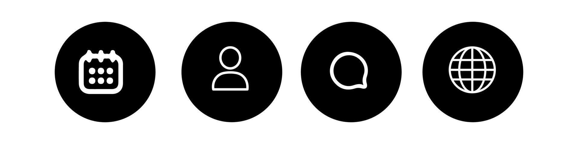 Web icon set four black and white icons of different shapes vector
