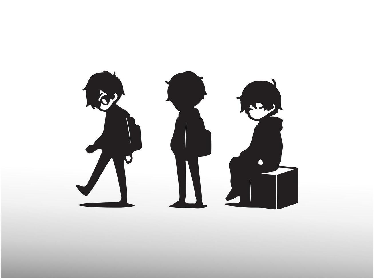 three people are standing in front of a white background vector