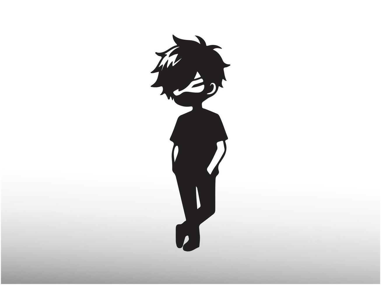 a black and white silhouette of a boy with a mask vector