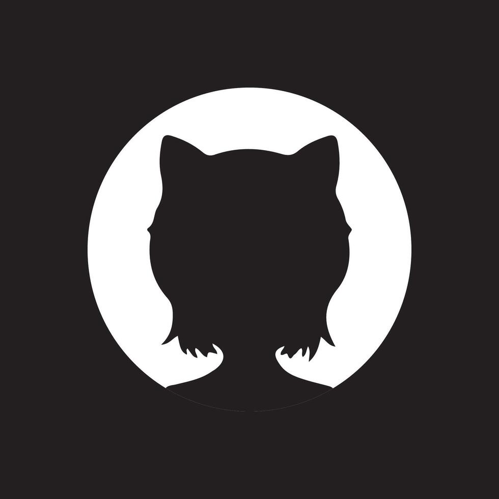 a silhouette of a cat head in a circle vector