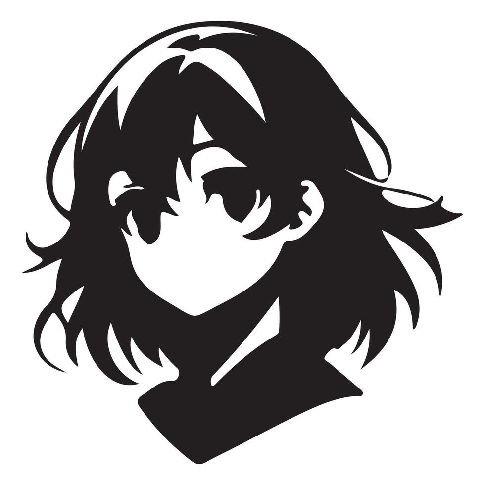 anime girl with long hair and black hair vector