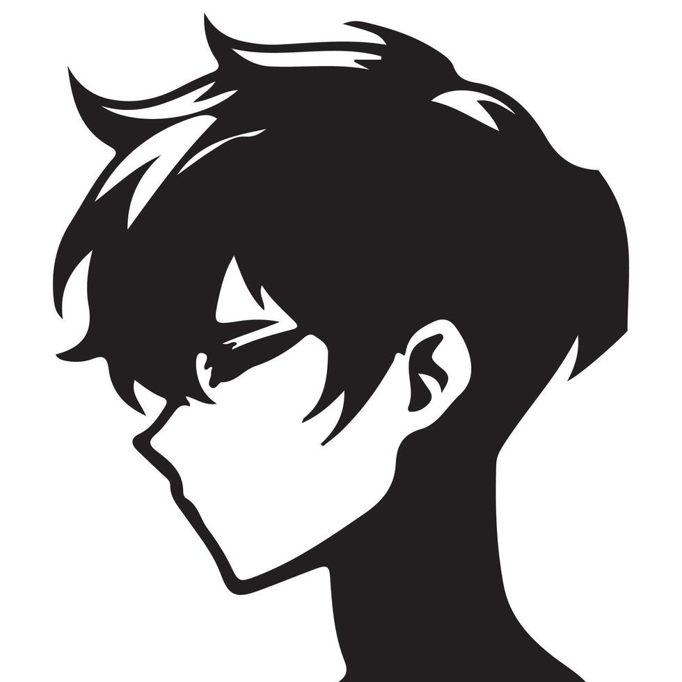 anime boy silhouette silhouette illustration vector