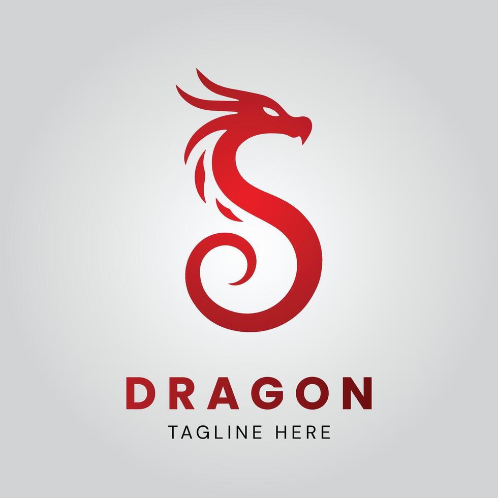 Red Dragon Logo with Curving Body and Horns vector