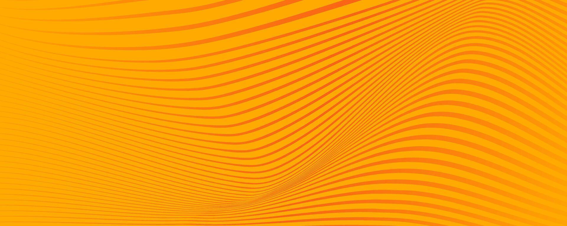 Abstract Orange Wavy Lines Isolated on Yellow Background. Fluid curvy lines background perfect for web, print, animations, luxury cards vector