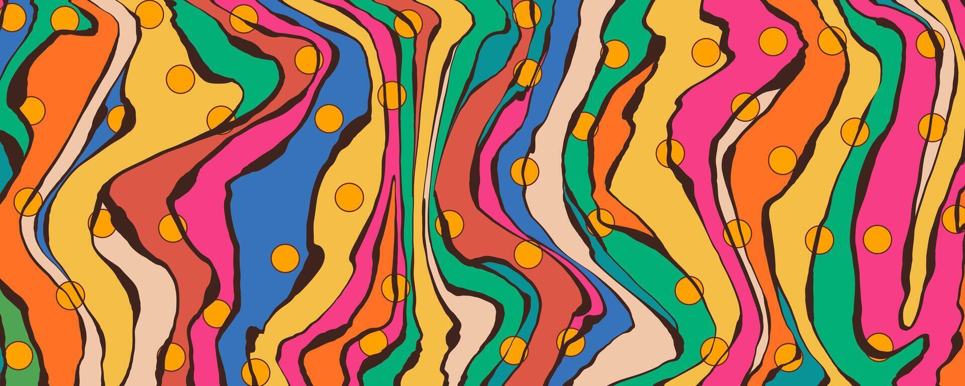 Colorful Vertical Paint Drips with Wavy Lines. Artistic abstract stripes. Hand painted messy pattern. Vibrant creative background. Retro street art style. vector