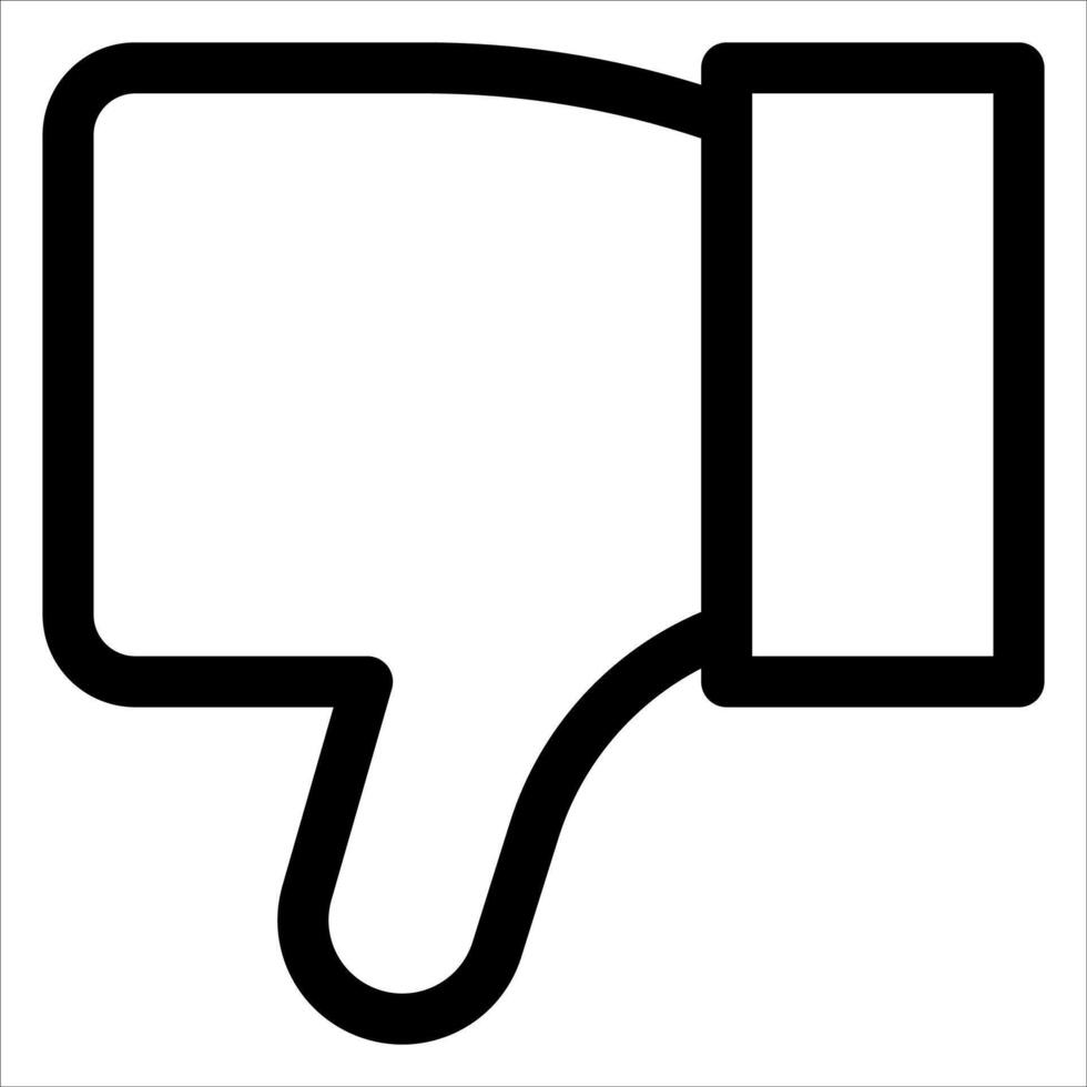 A black and white thumb down icon on a white background vector