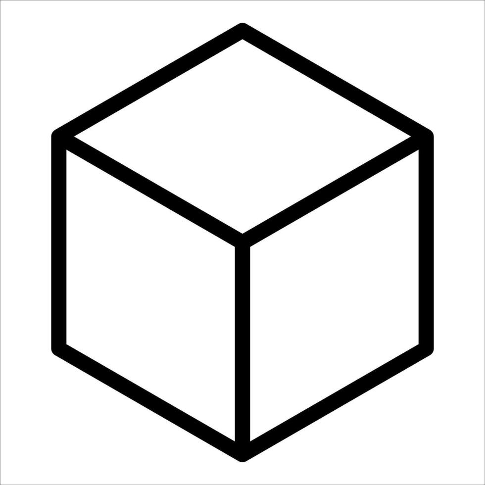 A black and white cube with a line drawing of it vector
