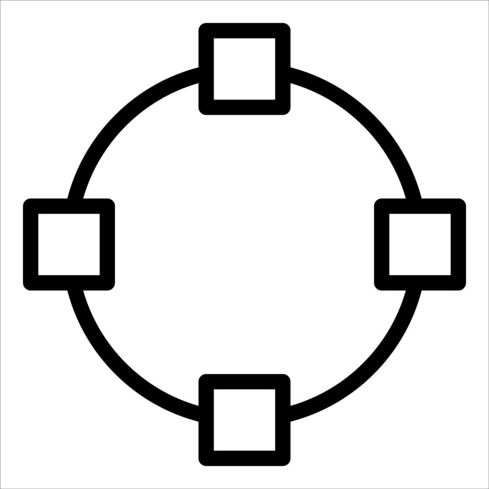 A circle with four squares in it vector