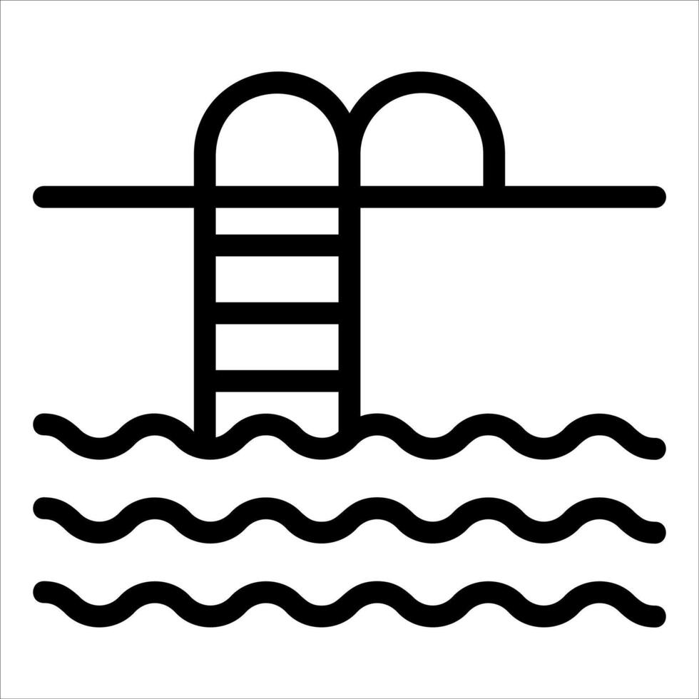A black and white illustration of a ladder in the water vector