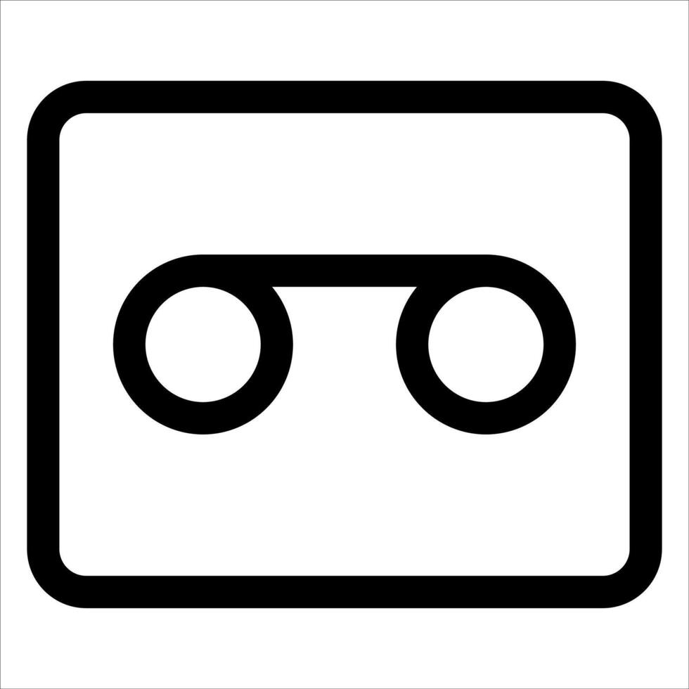 A black and white icon of a cassette tape vector