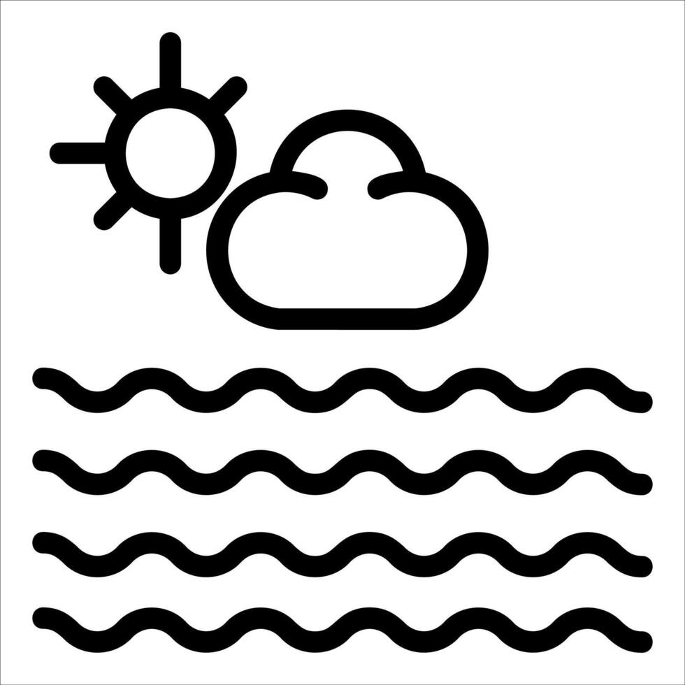 A black and white icon of the sun and clouds vector