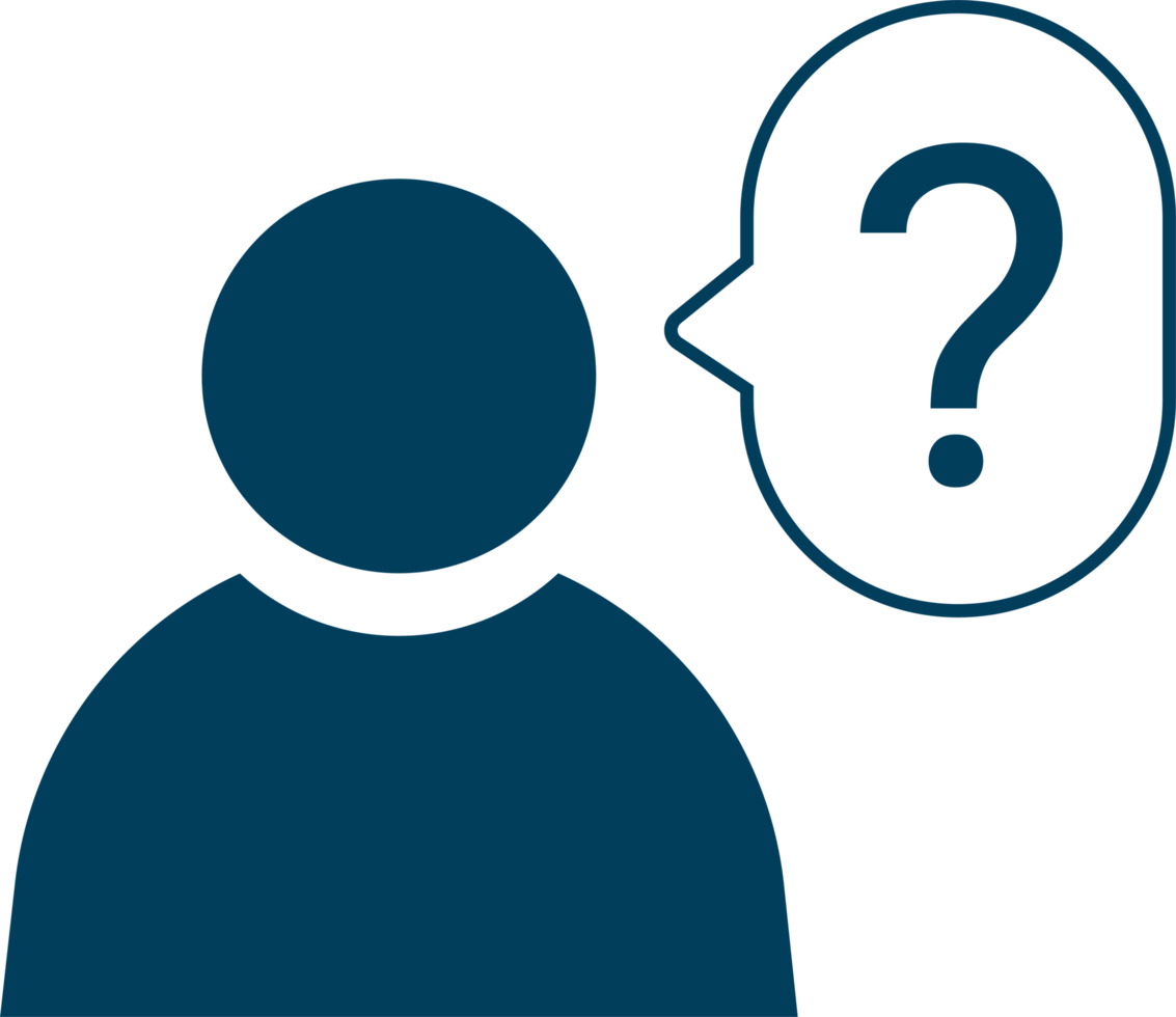 Human icon with speech bubble with question mark symbol png