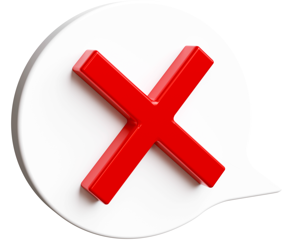 White speech bubble with a red cross mark, Concept of rejection and disapproval. png