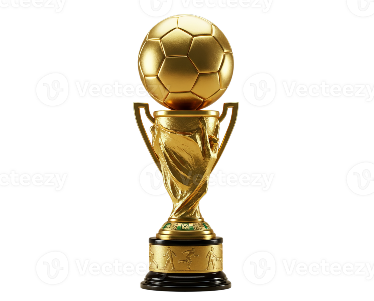 Golden Trophy with Ball Isolated on Transparent Background png